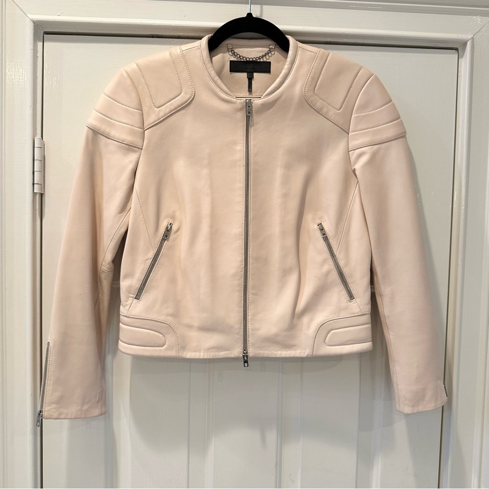 rag & bone blush pink moto leather jacket